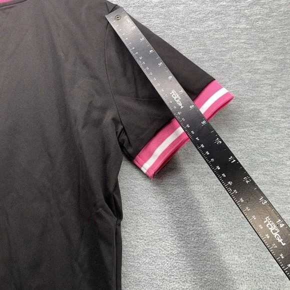 Women Black Bodycon Shirts & Shorts with Sequined Front Logo Set Size XL (A41) - Picture 10 of 13